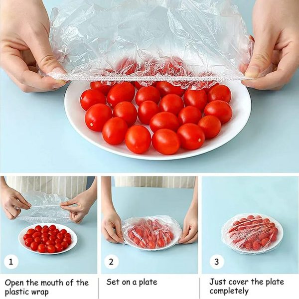 100 Pcs Disposable Food Cover & Plastic Shopper Bags HHC