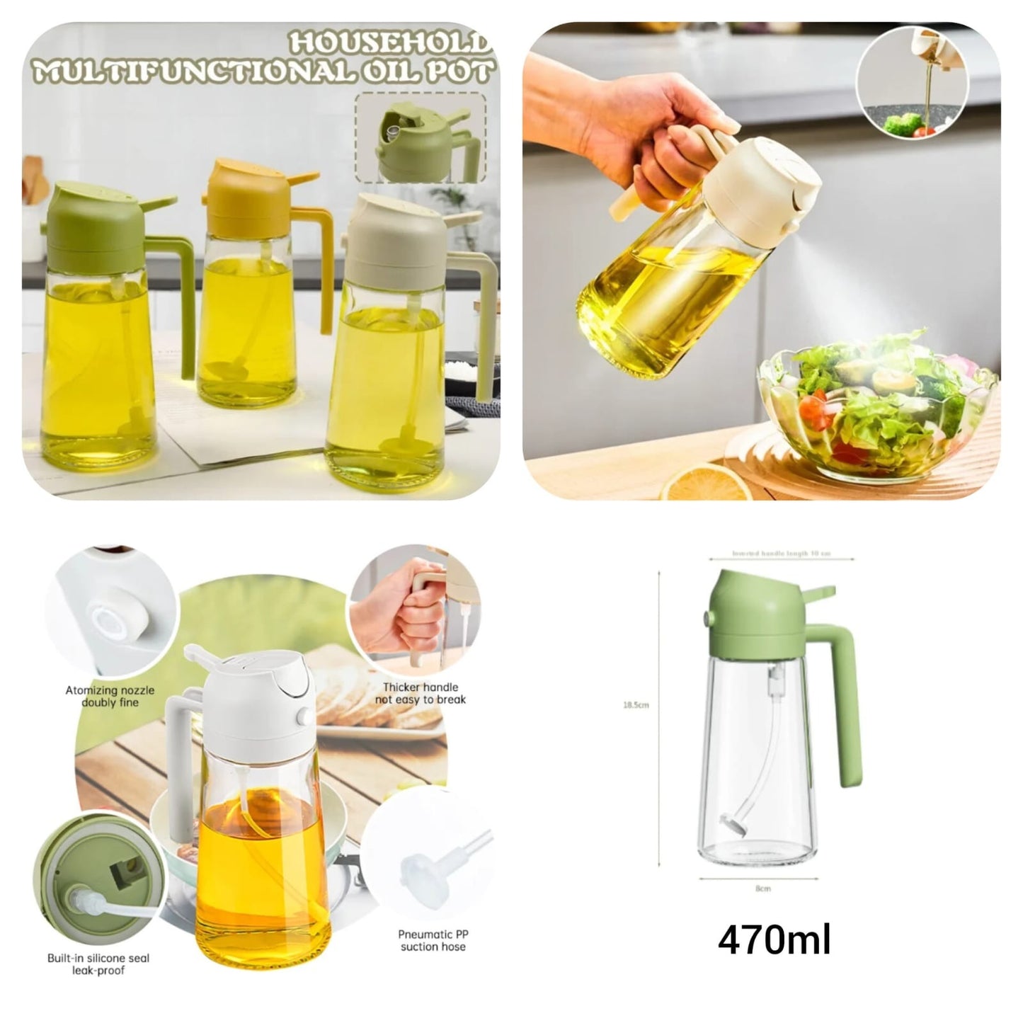 2-in-1 Oil Spray Bottle – Leakproof Cooking Dispenser (Air Fryer & BBQ)