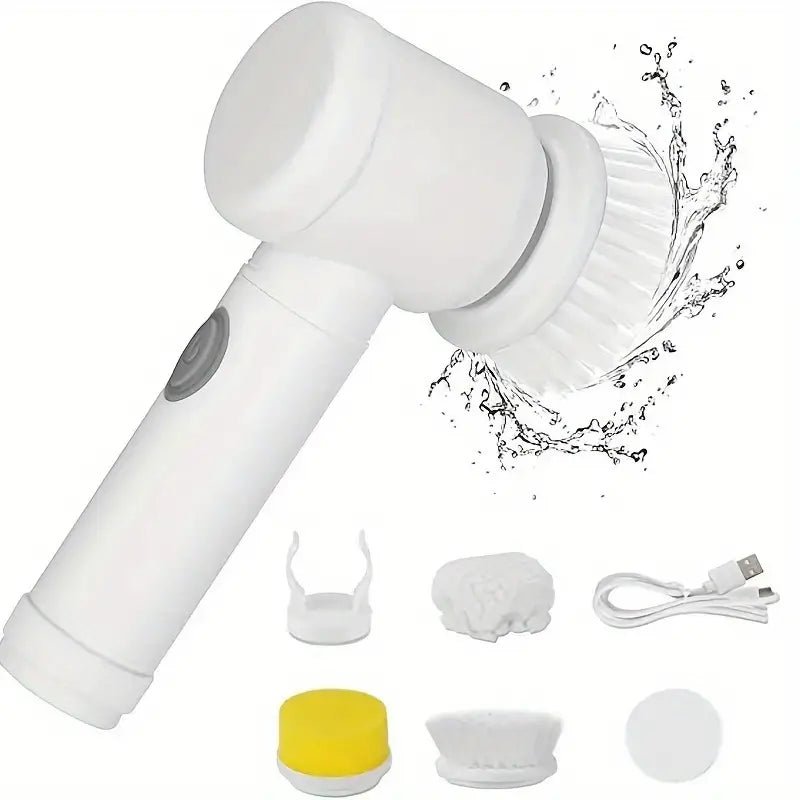 5-in-1 Multifunctional Electric Cleaning Brush – 360° Rotating Wireless Scrubber for Kitchen, Bathroom & Home | Buy Online in Pakistan | Baba Shopy