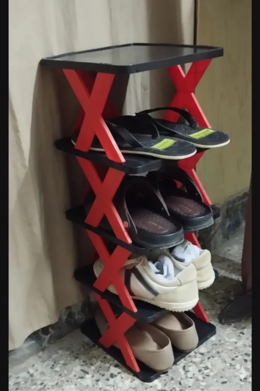 4-Tier Foldable Shoe Organizer Rack – Space-Saving Storage HHC