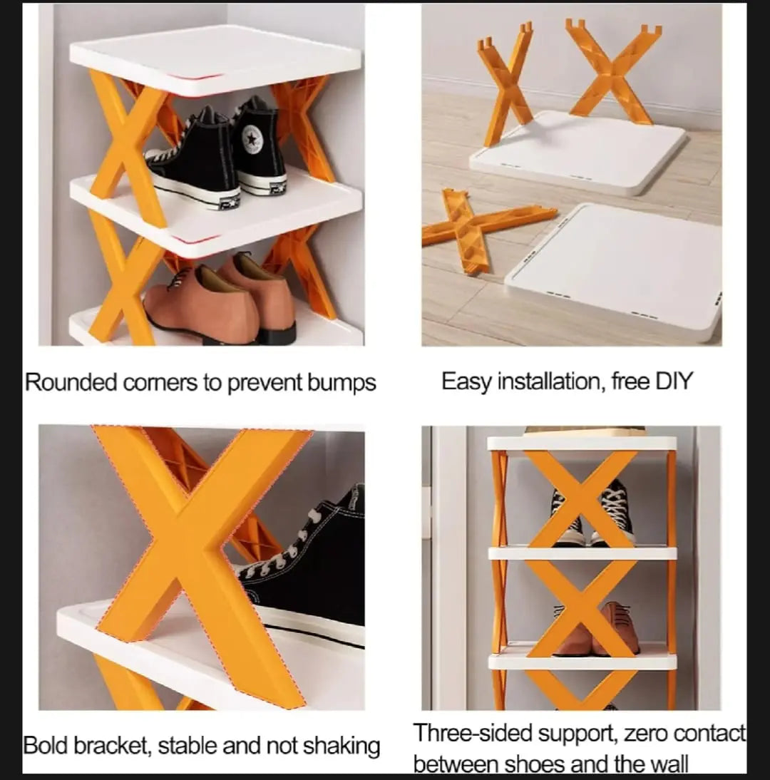 4-Tier Foldable Shoe Organizer Rack – Space-Saving Storage HHC