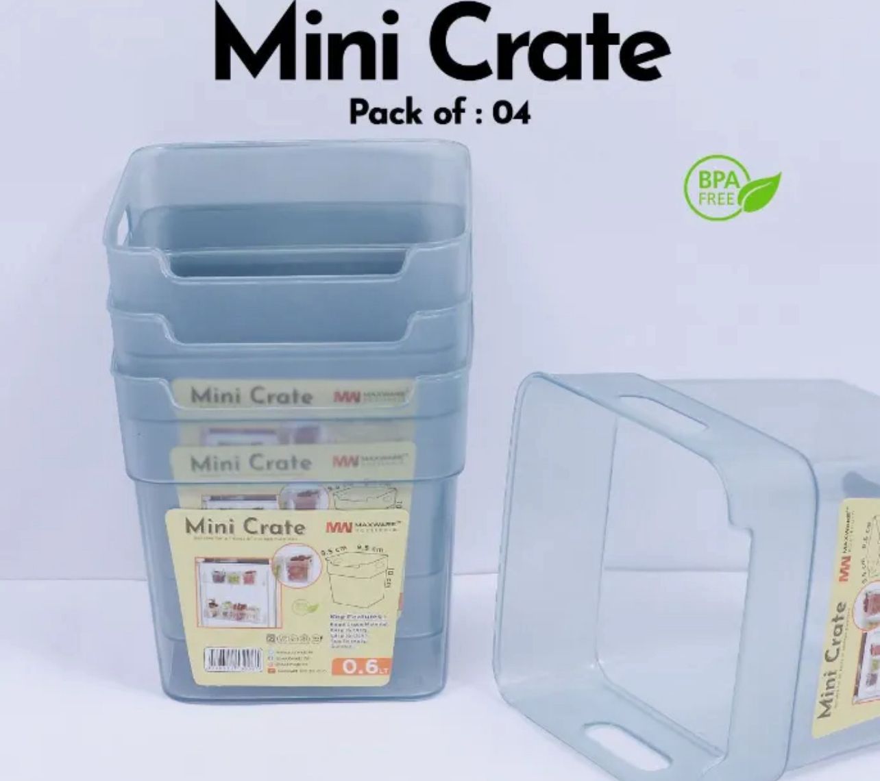 4 PCS Fridge Storage Boxes Set – Mini Crate Refrigerator Organizers (0.6L) | Space Saving Food Containers