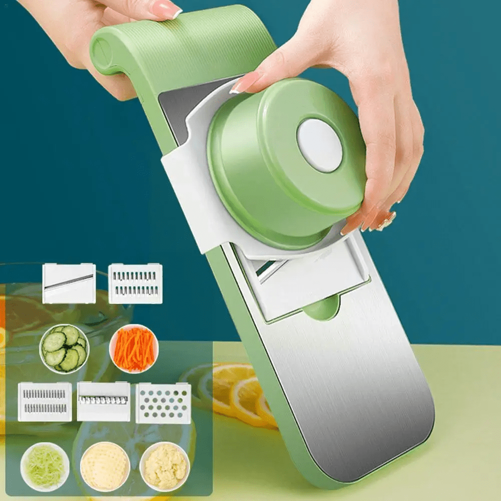 7-in-1 Stainless Steel Vegetable Cutter & Grater – Multi-Function Slicer, Shredder & Chopper | Save Time in Kitchen | Buy Online in Pakistan | Baba Shopy