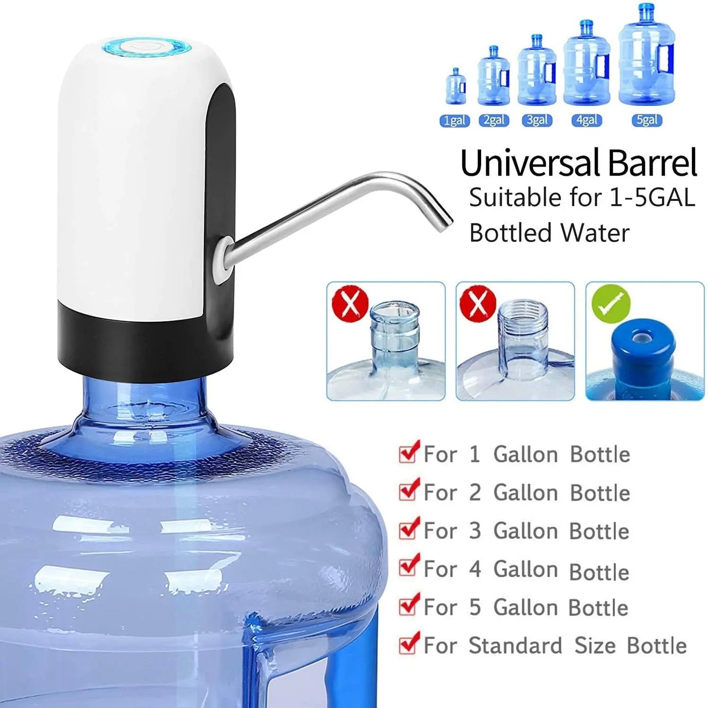 Automatic Electric Water Bottle Pump – Portable & Rechargeable HHC