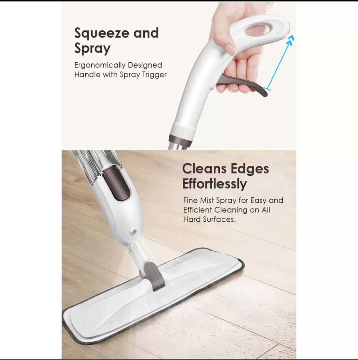 Magic Spray Flat Mop – 360° Rotating Floor Cleaner with Built-In Spray System