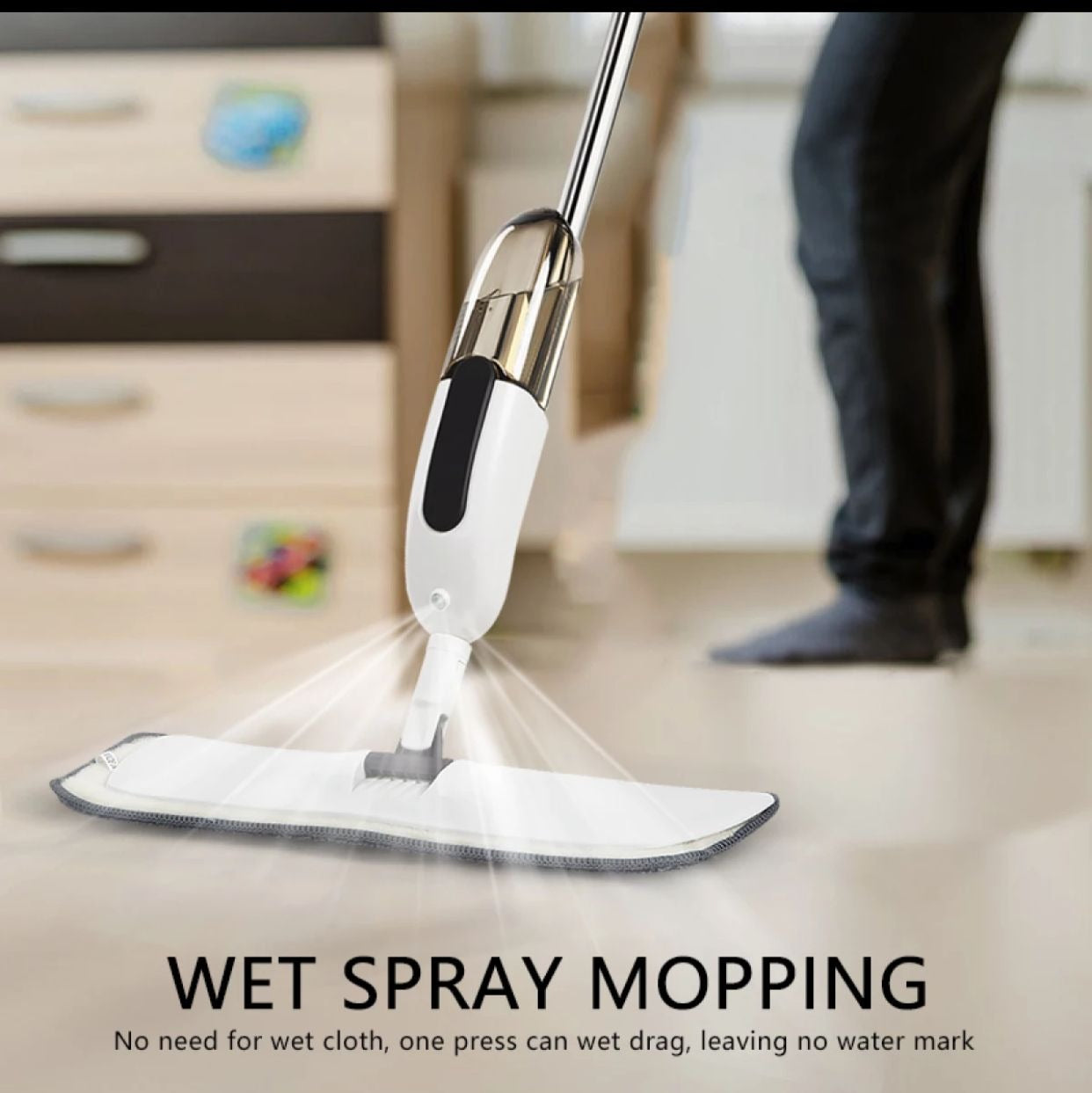 Magic Spray Flat Mop – 360° Rotating Floor Cleaner with Built-In Spray System