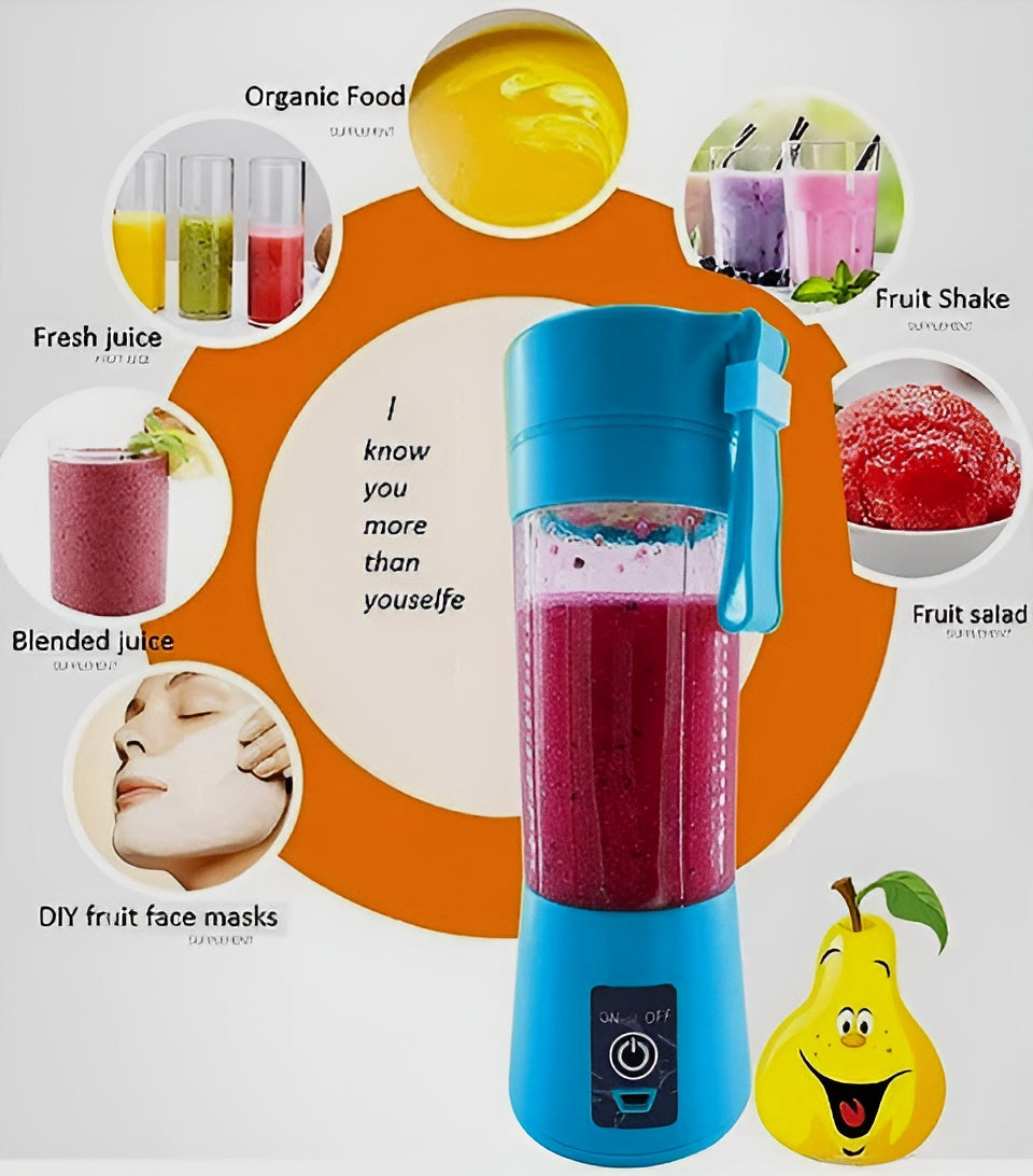 Portable Mini Juicer Blender – 380ml USB Rechargeable 6-Blade Smoothie Maker | Fresh Juice Anywhere