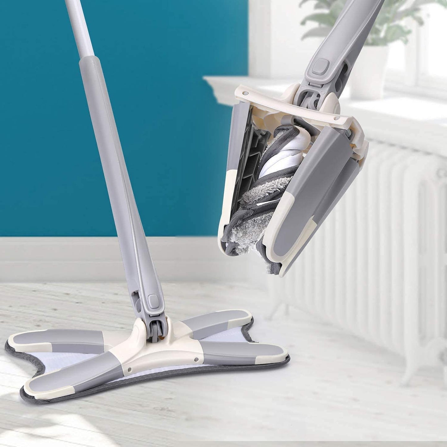 360° Spin X-Mop – Hands-Free Self-Squeeze Microfiber Floor Cleaner with Rotating Head & Reusable Mop Pads