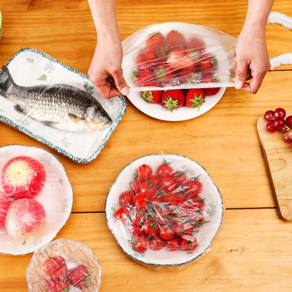 100 Pcs Disposable Food Cover & Plastic Shopper Bags