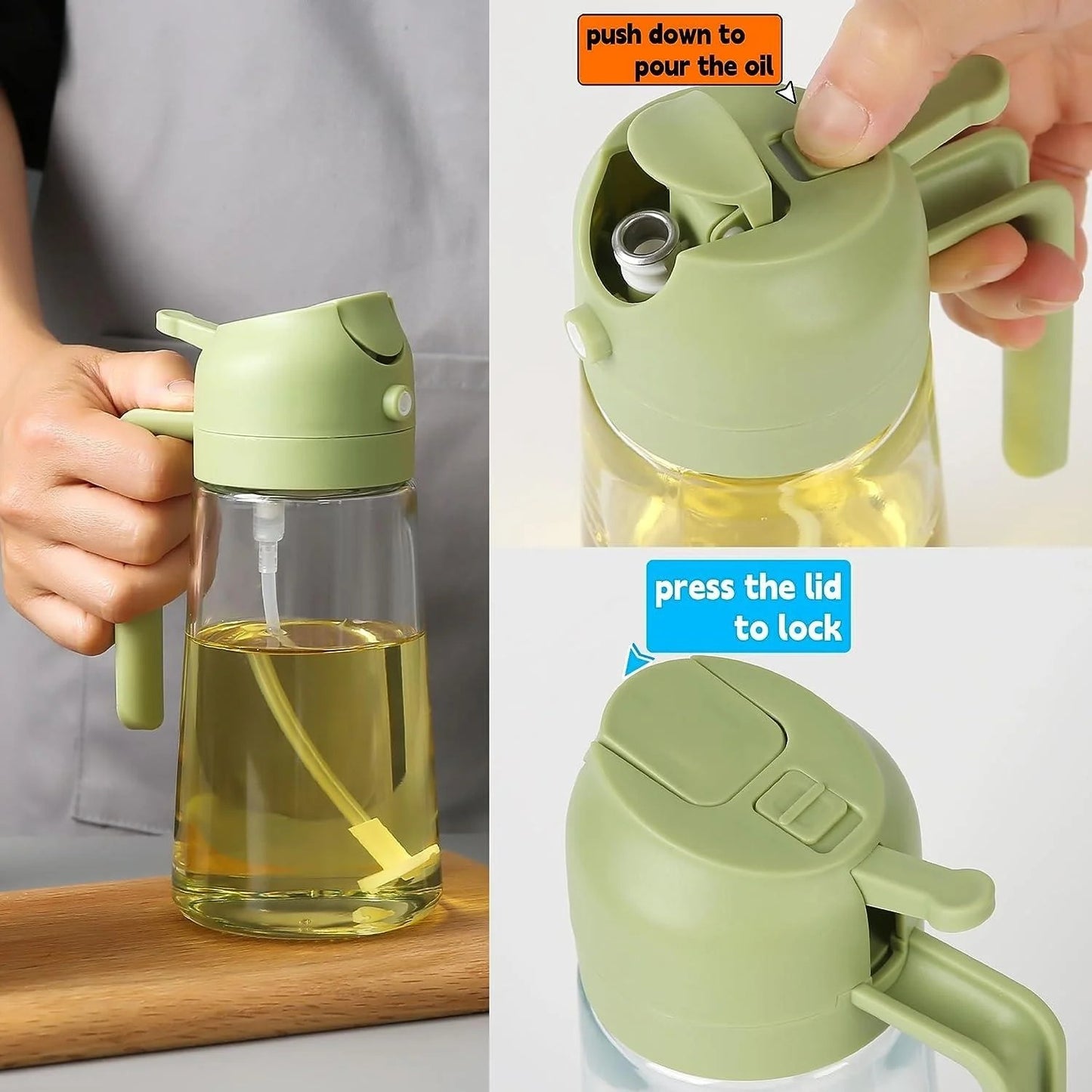2-in-1 Oil Spray Bottle – Leakproof Cooking Dispenser (Air Fryer & BBQ)