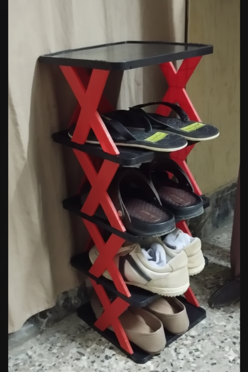 4-Tier Foldable Shoe Organizer Rack – Space-Saving Storage