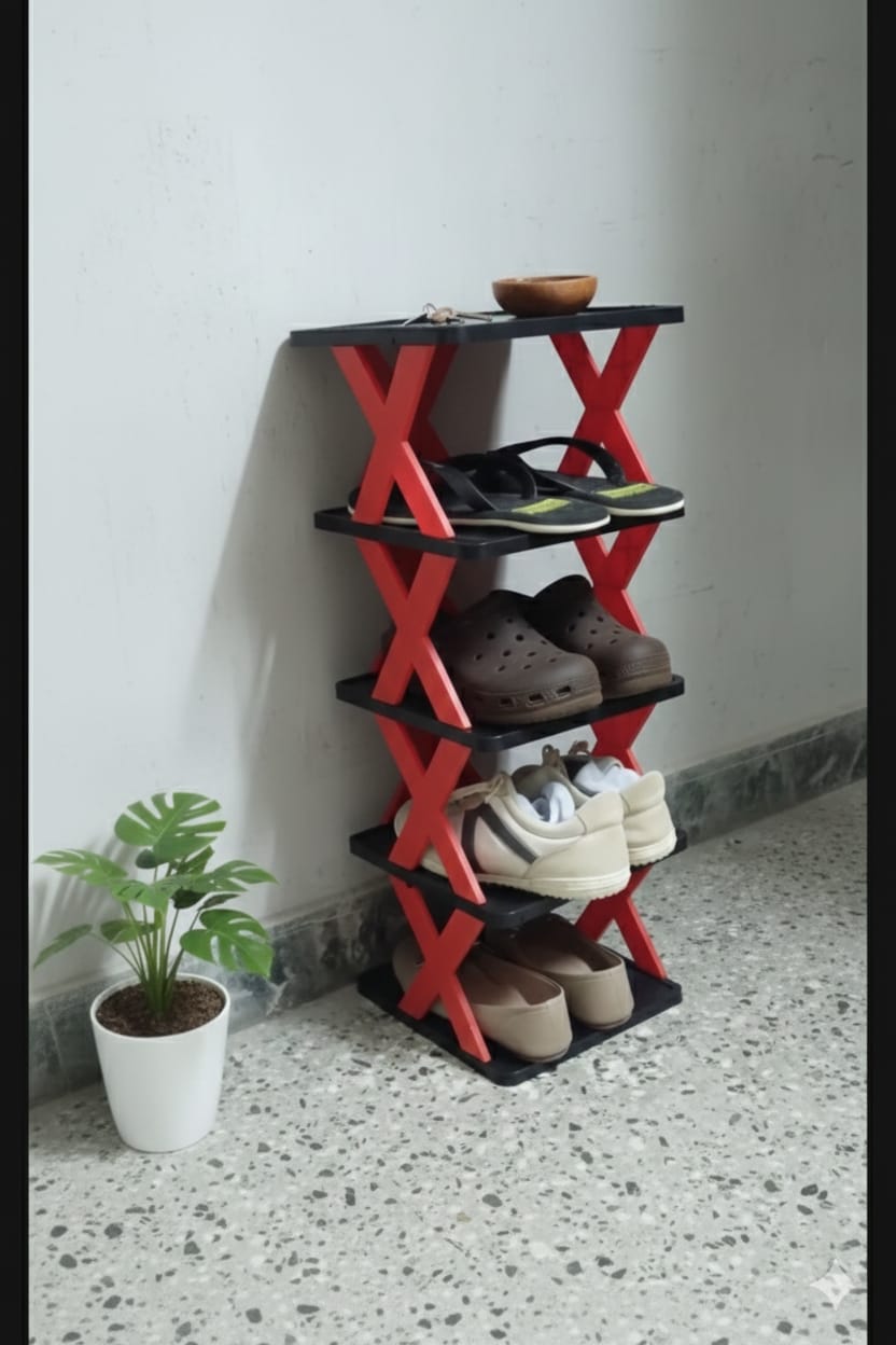 4-Tier Foldable Shoe Organizer Rack – Space-Saving Storage
