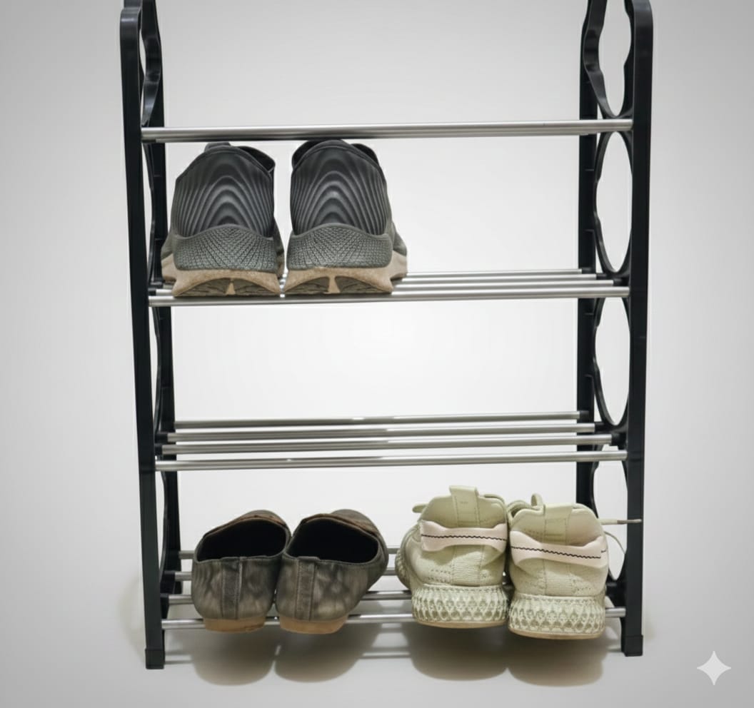 4-Tier Metal Shelf Rack – Multipurpose Storage Organizer