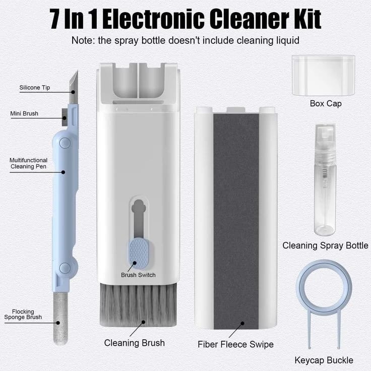 7-in-1 Keyboard Cleaning Kit – Multi-Function Brush & Keycap Tool