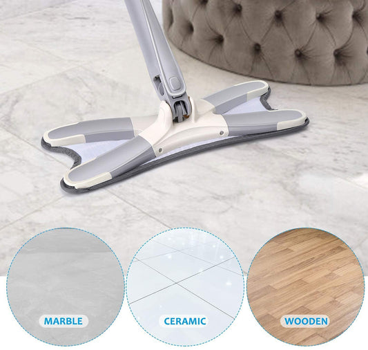 360° Spin X-Mop – Hands-Free Self-Squeeze Microfiber Floor Cleaner with Rotating Head & Reusable Mop Pads