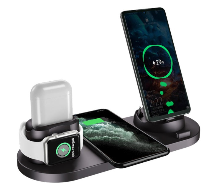 6-in-1 Wireless Charging Dock – Fast Charger for iPhone, Phone & Watch